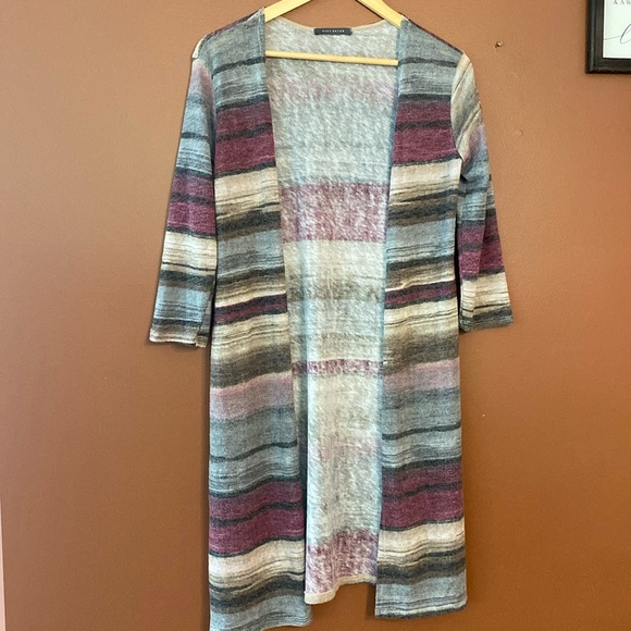 Ladies muted colours striped cardigan/wrap by SusieShier. - Picture 1 of 7